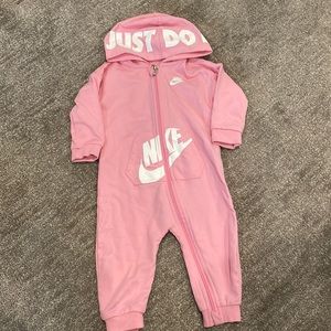 Pink Nike Hooded romper 9mo